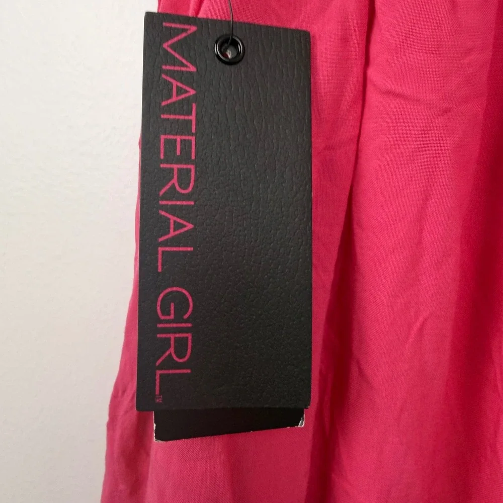Material Girl Pink Flared Mini Skirt‎ Rasp Sorbet Snap Front Medium NEW